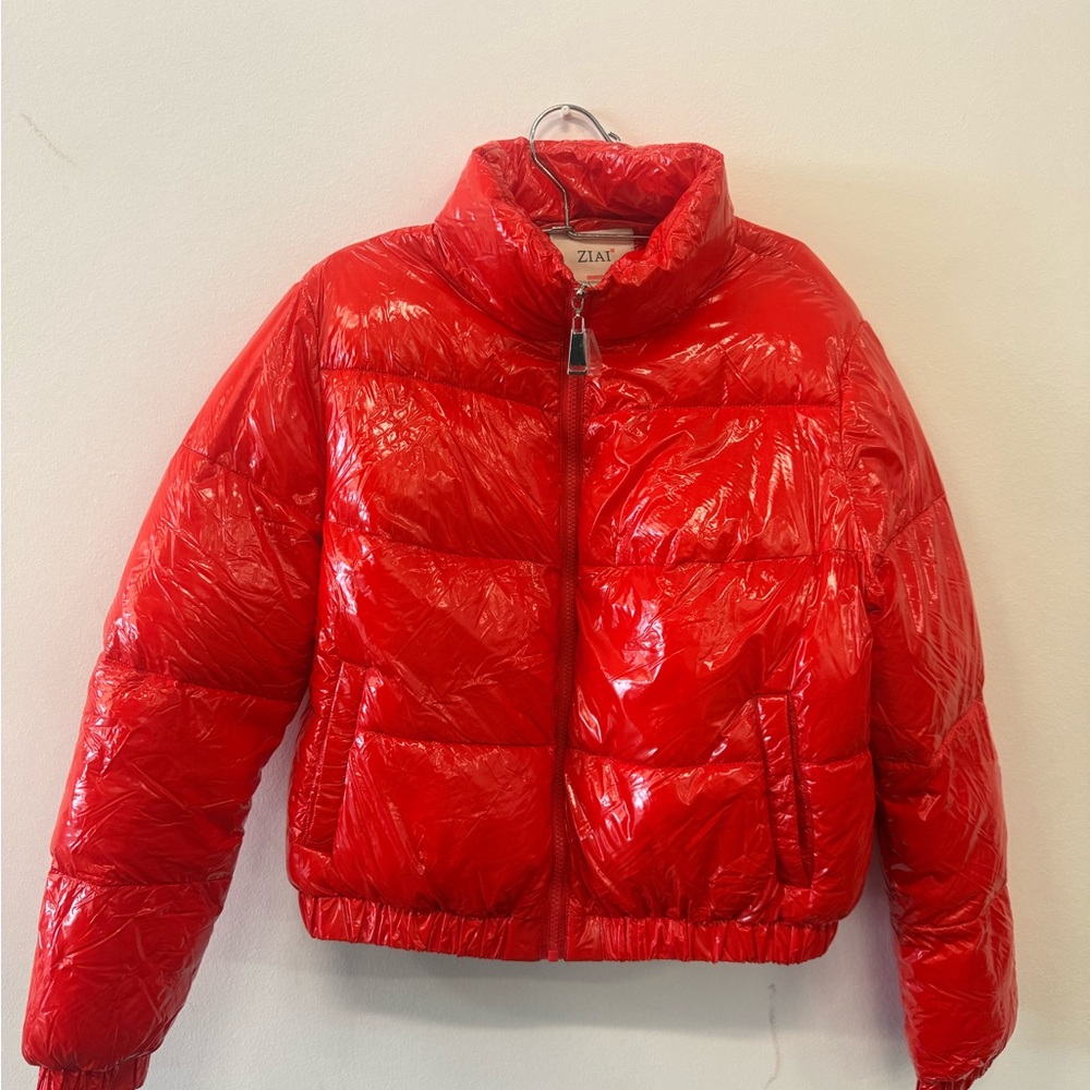 Shiny Red Puffer Jacket ZIAI